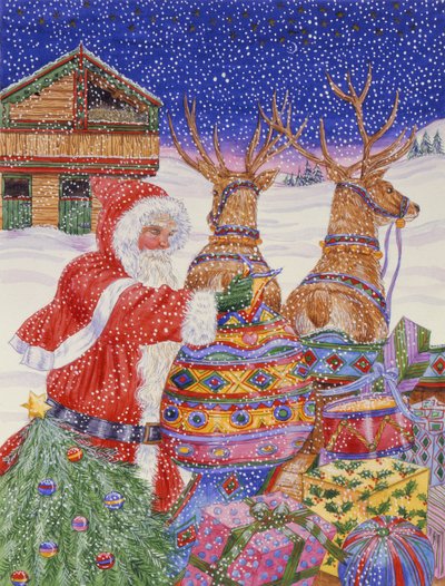 Père Noël chargeant son traîneau - Catherine Bradbury
