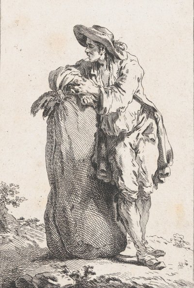 Paysanne appuyée sur un sac de grain, 1758 - Catherine Francoise Beauvarlet