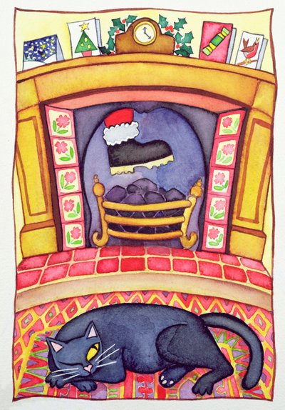 Le Père Noël arrivant par la cheminée - Cathy Baxter