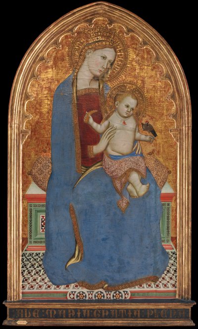 Vierge et Enfant jouant avec un chardonneret et tenant une gerbe de millet - Cecco di Pietro