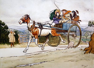 Je conduisais le vieux piebald, illustration pour Les Papiers de Pickwick de Charles Dickens - Cecil Charles Windsor Aldin
