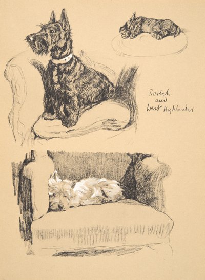 Écossais et Highlander, 1930, Illustrations de son carnet de croquis utilisé pour Just Among Friends, Aldin, Cecil Charles Windsor (1870-1935), publié plus tard par Eyre and Spottiswoode Limited, 1934 - Cecil Charles Windsor Aldin