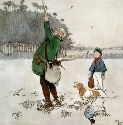 Le chasseur tirant sur des canards - Cecil Charles Windsor Aldin
