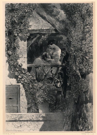 Mère et Enfant sur un Balcon - Celestin Francois Nanteuil