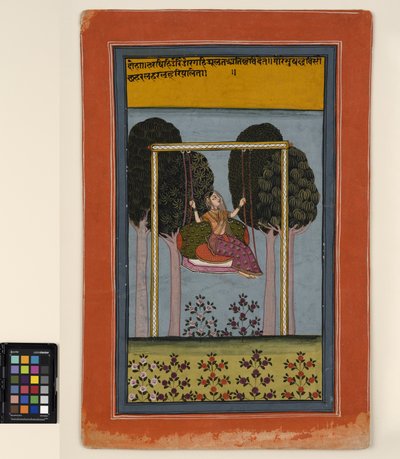 Une femme sur une balançoire, c.1800 - Central Indian School