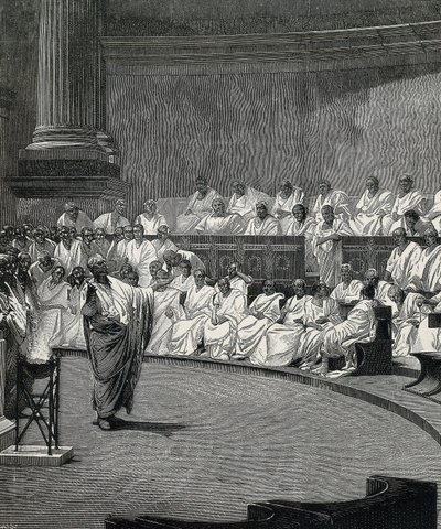 Cicéron dénonce le conspirateur Catilina (gravure) - Cesare (after) Maccari