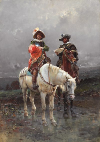 Un cavalier sur un cheval blanc - Cesare Auguste Detti