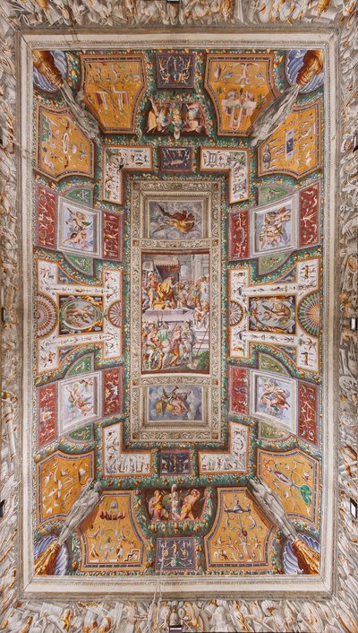 Plafond de la Sala delle Gesta Rossiane, Rocca dei Rossi, San Secondo, Parme, Italie, vers 1570 - Cesare and Jacopo Bertoia and others Baglione