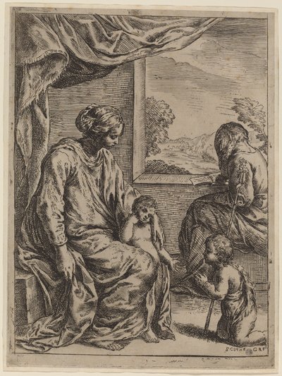 La Sainte Famille avec Saint Jean-Baptiste - Cesare Roberti, after Simone Cantarini
