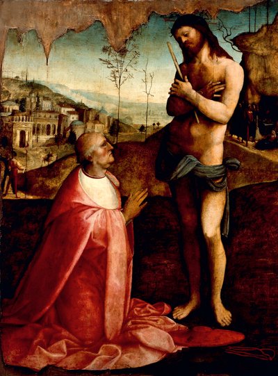 Christ souffrant et le cardinal Oliviero Carafa en prière - Cesare da Sesto