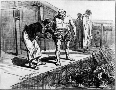 Bains à Paris ; Caricature par Cham - Amédée de Noé