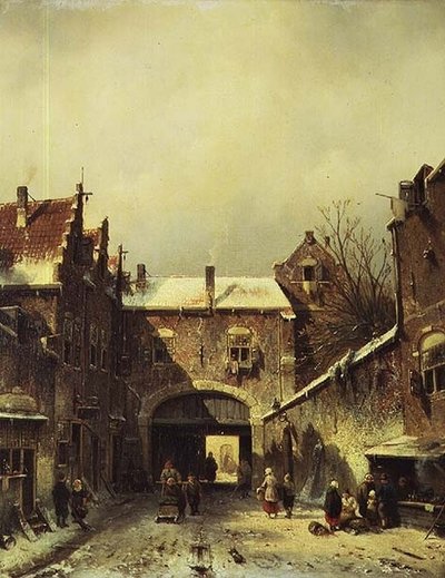 Une ville hollandaise en hiver - Charles Henri Joseph Leickert
