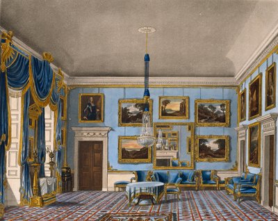 Salle en velours bleu, gravure de Daniel Havell (1785-1826), d