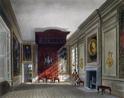 Salle de réunion du roi, gravure de Thomas Sutherland (1785-1838), basée sur un dessin de Charles Wild (1781-1835), tirée de The History of the Royal Residences - Charles (after) Wild