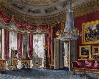 Salon en satin rose, gravure de Richard Reeve d