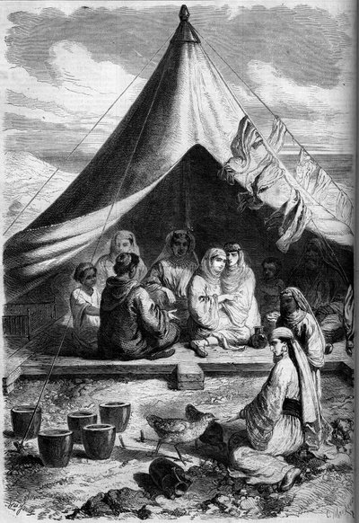 Famille juive du Maroc réfugiée sur la côte de Gibraltar en 1860. D