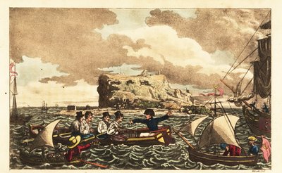 Aspirant Newcome transféré en chaloupe au HMS Vanguard près de Gibraltar - Charles (c.1797 1850) (after) Williams