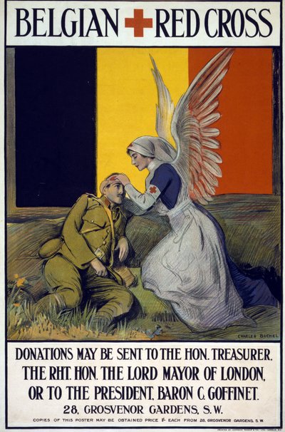 Affiche de collecte de fonds pour la Croix-Rouge belge, pub. 1914-18 - Charles A. Buchel