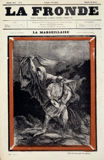 La Marseillaise dessinée apparue dans le journal La Fronde. Gravure de Charles Auguste Dit Montbard Loye (1841-1905) - Charles Auguste Loye