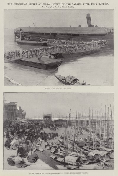 Le centre commercial de la Chine, scènes sur le fleuve Yangtse près de Hankow - Charles Auguste Loye