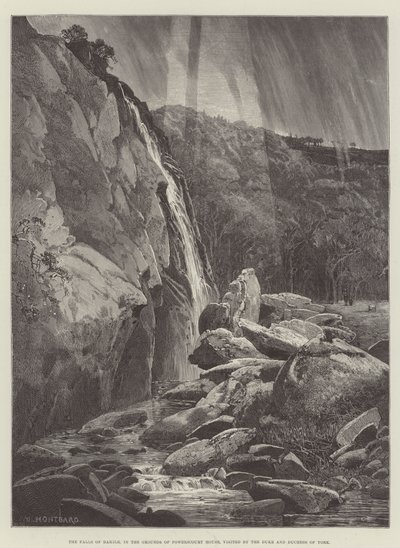 Les chutes de Dargle, dans les jardins de Powerscourt House, visitées par le duc et la duchesse d
