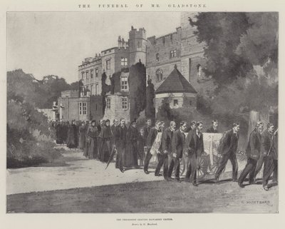 Les funérailles de M. Gladstone, le cortège quittant le château de Hawarden - Charles Auguste Loye
