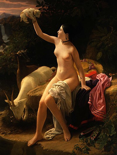 Une idylle pastorale - Charles Auguste Steuben