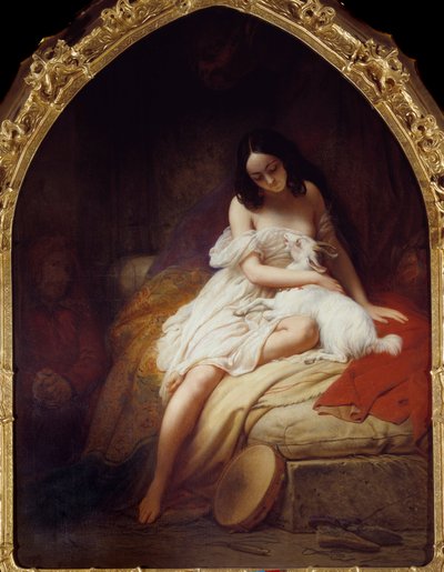 Esmeralda. Représentation du personnage de « Notre-Dame de Paris » de Victor Hugo (1802-1885). Peinture de Charles Auguste Steuben (1788-1856) 1839 Nantes, Musée des Beaux-Arts - Charles Auguste Steuben