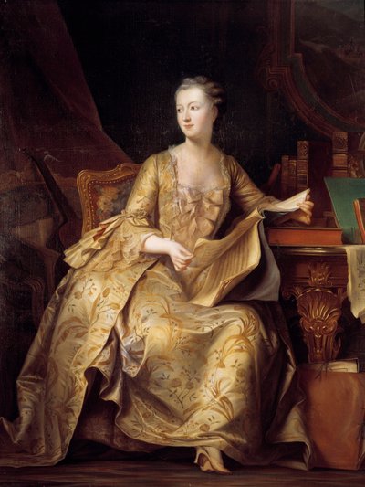Portrait de Jeanne Antoinette Poisson, Madame de Pompadour (connue sous le nom de Marquise de Pompadour) (1722-1764) tenant une partition de musique - Charles Auguste Steuben