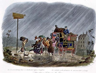"Un Tarif Accommodant, ou la Galanterie avant le Confort", gravée par R.G. Reeve, publiée par Thomas McLean - Charles B. (after) Newhouse