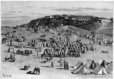 Village et marché de Boghari, vers 1890 - Charles Barbant