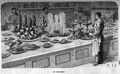 Cuisines du Palais des Tuileries : Préparation des desserts lors d