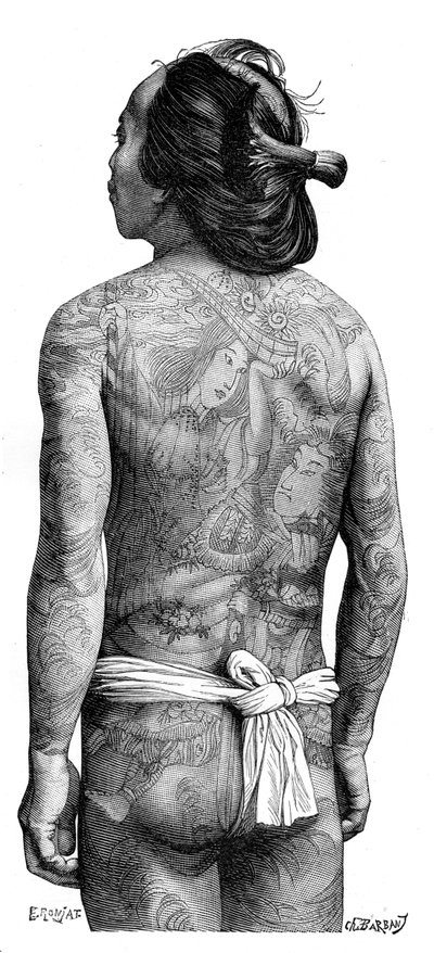 Homme japonais avec un dos tatoué, 1895 - Charles Barbant