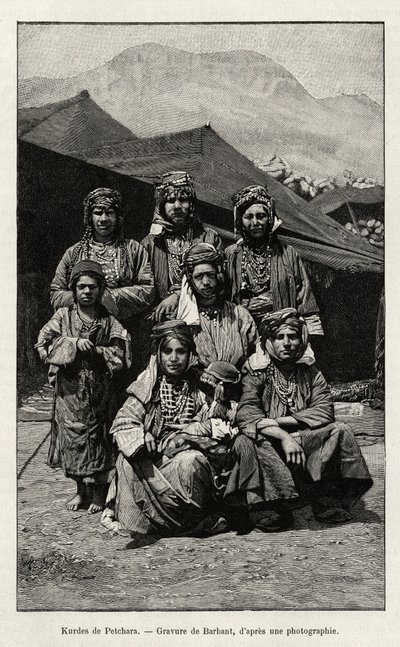 Kurdes de Petchara (Turquie). Gravure par Barbant pour illustrer le récit « À travers l