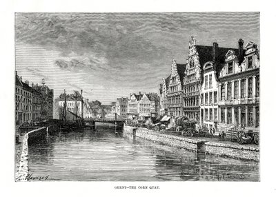 Le Quai aux grains, Gand, Flandre, Belgique, 1879 - Charles Barbant