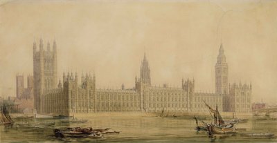 Vue en perspective des nouvelles Chambres du Parlement, vers 1840 - Charles Barry