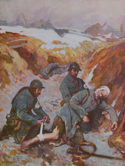Infirmière de la Croix-Rouge soignant une blessure pendant la Première Guerre mondiale - Charles Baude