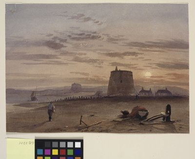 Tour Martello à St. Leonards contre le soleil couchant - Charles Bentley