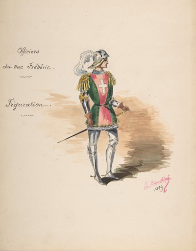 Costume pour Officiers du duc Frédéric, Feuille descriptive du costume - Charles Bianchini