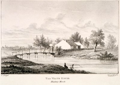 La Maison Blanche sur les rives de la rivière Lea, Hackney Marsh, Londres, c. 1830 - Charles Bigot