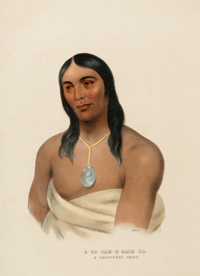 A-NA-CAM-E-GISH-CA. A CHIPPEWA CHIEF, extrait de History of the Indian Tribes of North America (Histoire des tribus indiennes d