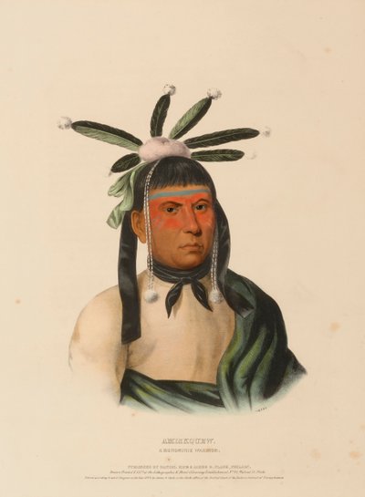 AMISKQUEW. A MENOMINIE WARRIOR, extrait de History of the Indian Tribes of North America (Histoire des tribus indiennes d