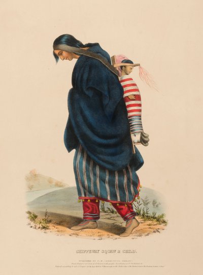CHIPPEWAY WOMAN  CHILD, tiré de History of the Indian Tribes of North America (Histoire des tribus indiennes d