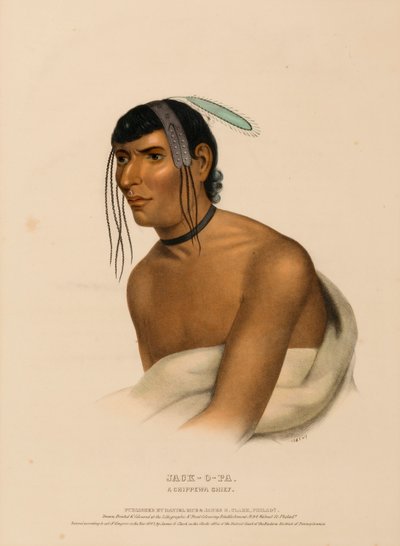 JACK-O-PA. A CHIPPEWA CHIEF, extrait de History of the Indian Tribes of North America (Histoire des tribus indiennes d