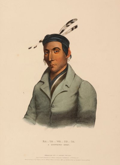 KA-TA-WA-BE-DA. A CHIPPEWAY CHIEF, extrait de History of the Indian Tribes of North America (Histoire des tribus indiennes d