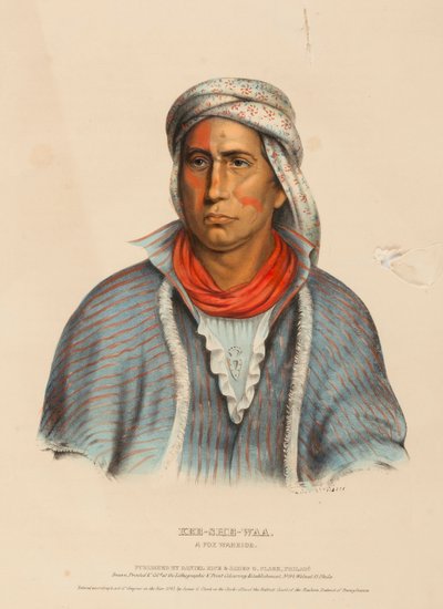 KEE-SHE-WAA. A FOX WARRIOR, extrait de History of the Indian Tribes of North America (Histoire des tribus indiennes d