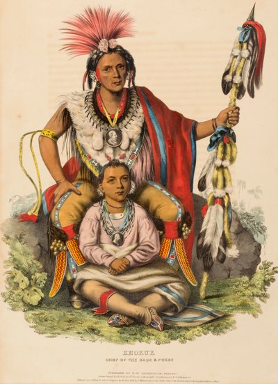KEOKUK. CHIEF OF THE SACS AND FOXES, extrait de History of the Indian Tribes of North America (Histoire des tribus indiennes d