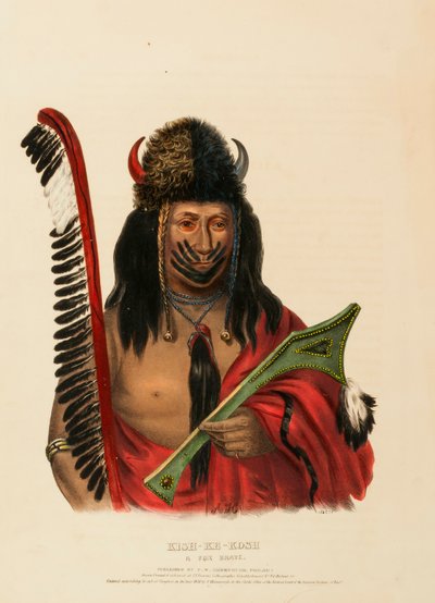 KISH-KE-KOSH. A FOX BRAVE, tiré de History of the Indian Tribes of North America (Histoire des tribus indiennes d