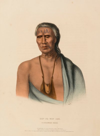 LAP-PA-WIN-SOE. A DELAWARE CHIEF, extrait de History of the Indian Tribes of North America (Histoire des tribus indiennes d