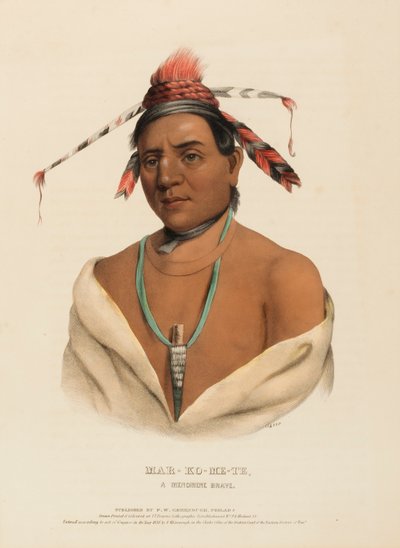 MAR-KO-ME-TE, A MENOMENE BRAVE, extrait de History of the Indian Tribes of North America (Histoire des tribus indiennes d